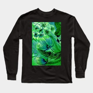 GREEN TROPICAL FLOWERS LARGE FERN PALMS TRIFFIDS ART POSTER DECO PRINT Long Sleeve T-Shirt